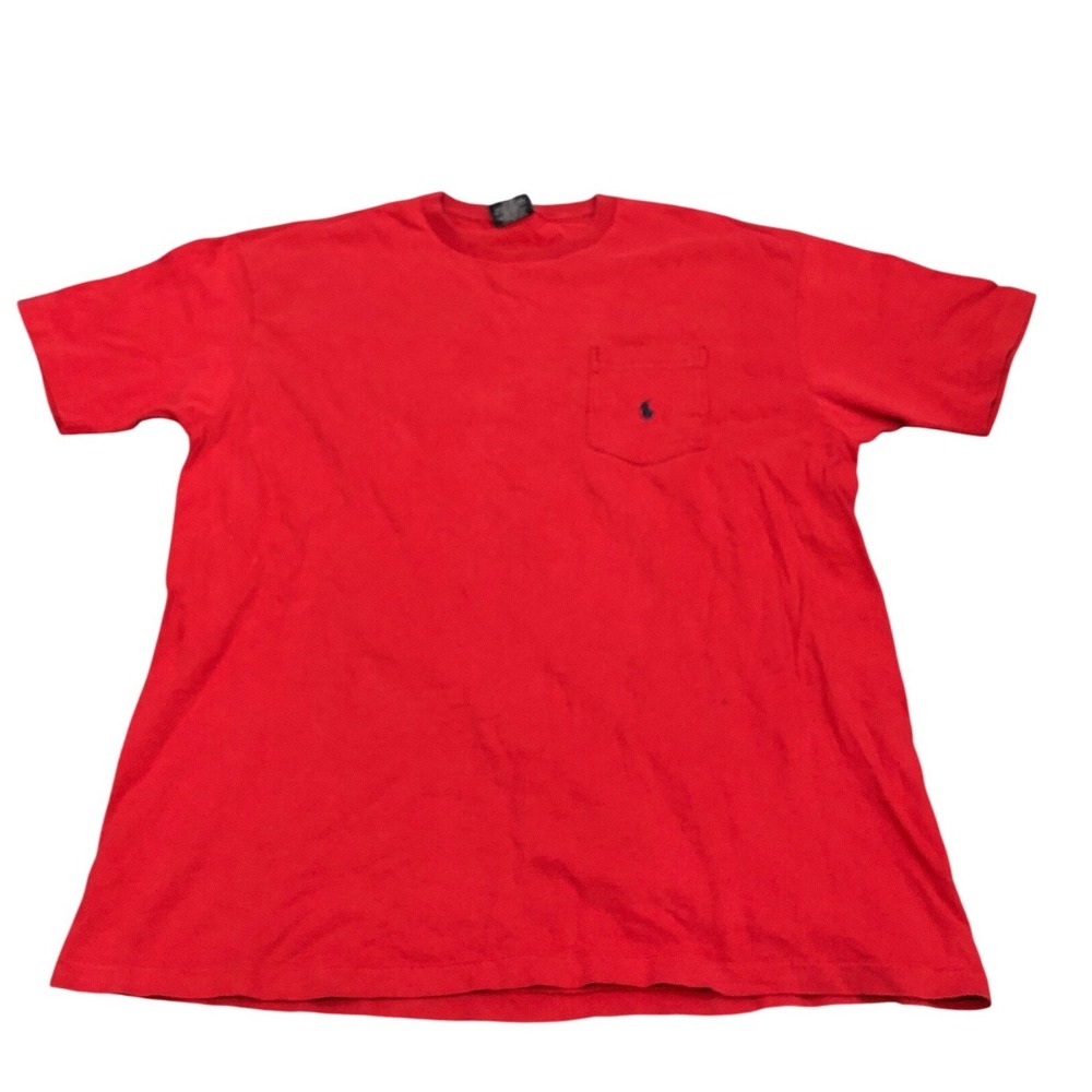 Polo Ralph Lauren Pocket T Shirt Mens M Red Vintage Made in USA Single Stitch